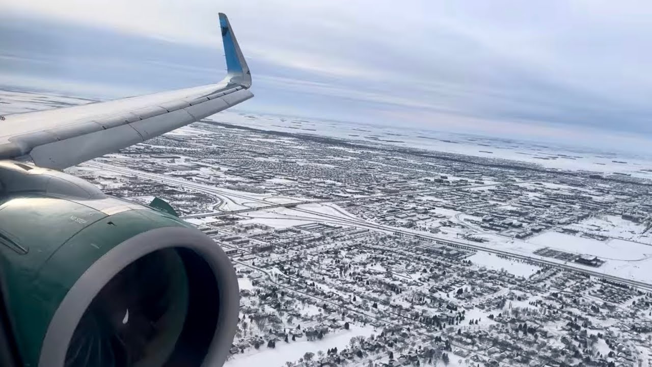SPECTACULAR SNOWY Landing in Fargo, North Dakota | Frontier A321neo | broadway aviation