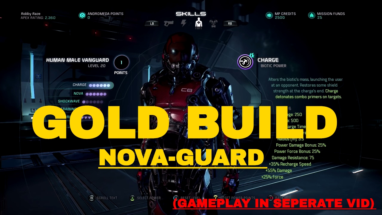 Mass Effect Andromeda Multiplayer: Level 20 Gold Human Vanguard Build and Analysis- Gold Certified!