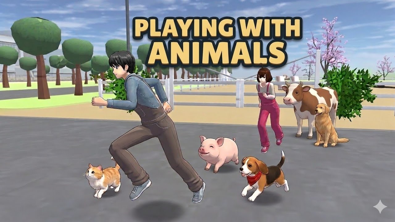 Play sakura school  simulator fermier qui joue avec les animaux 😉😉