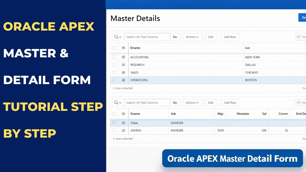 Oracle APEX Master Detail Form Tutorial Step by Step