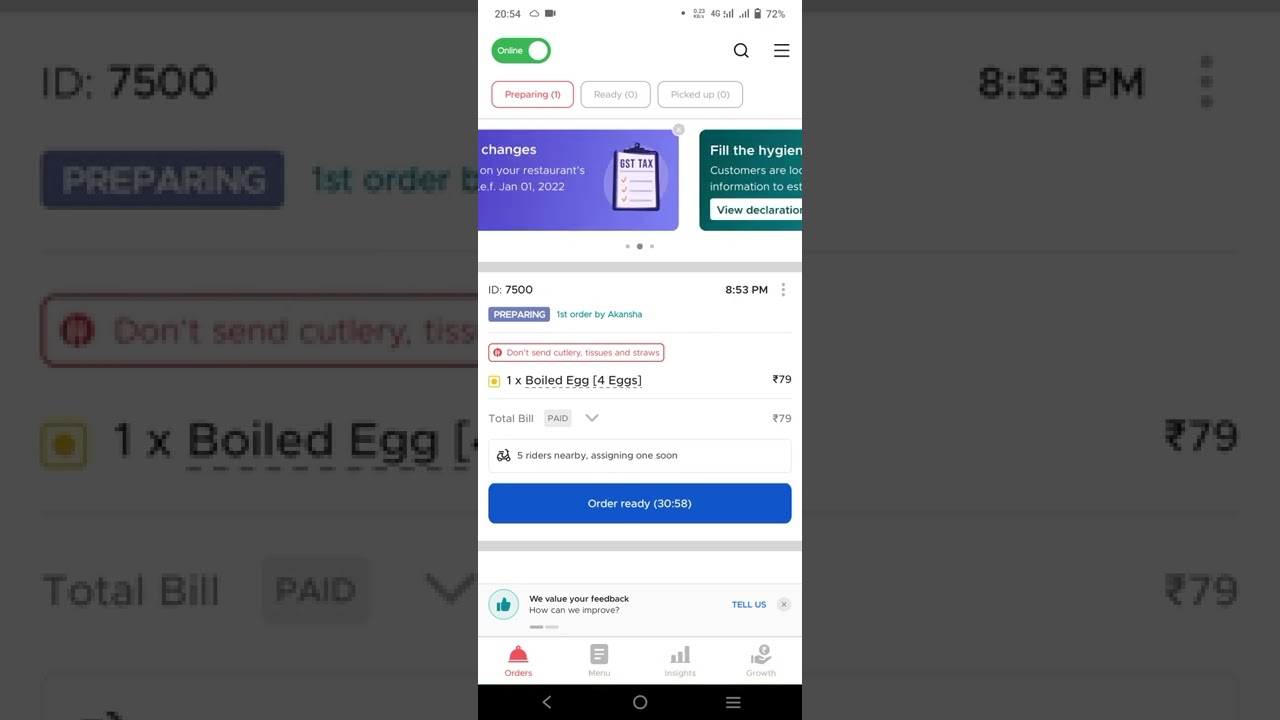 how to accept order in zomato partner app     #zomato #zomatoedition #zomato ,#swiggy ,#food
