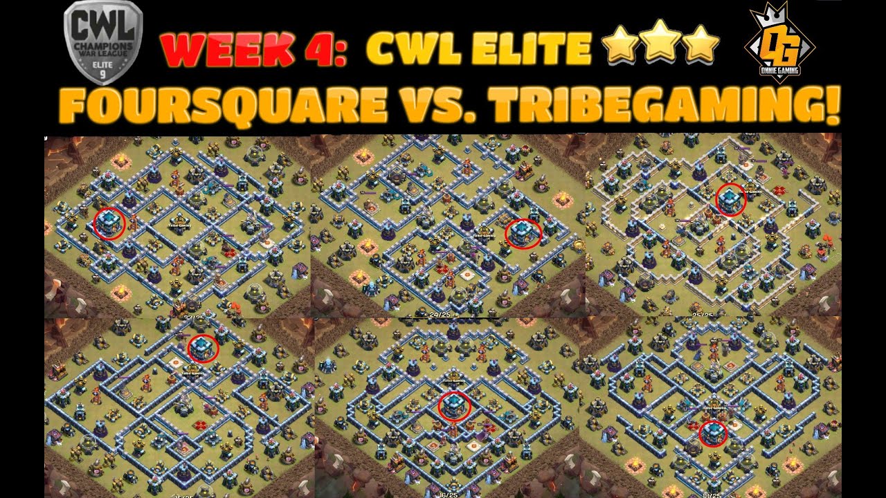 WEEK 4 CWL ELITE: FOURSQUARE VS TRIBE GAMING! | TH13 - 3 STAR ATTACK STRATEGY | CLASH OF CLANS