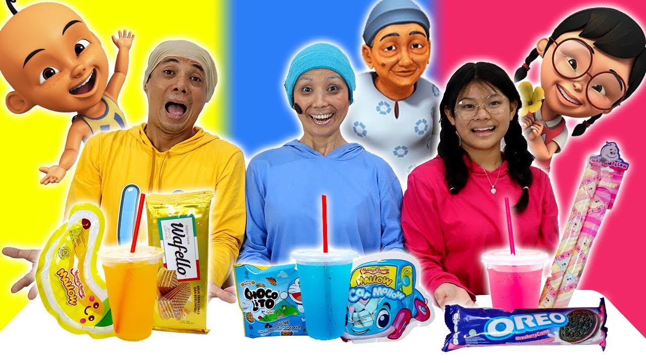 PILIH KARAKTER UPIN IPIN SESUAI PERMEN MARSHMALLOW MAKANAN WARNA !! TANTANGAN LUCU | CnX Adventurers