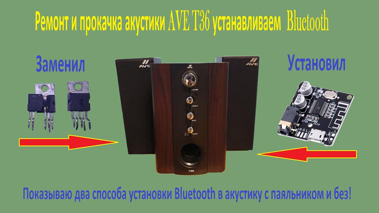 Как легко установить блютуз в люблю акустику.  Показываю на примере акустики AVE T36