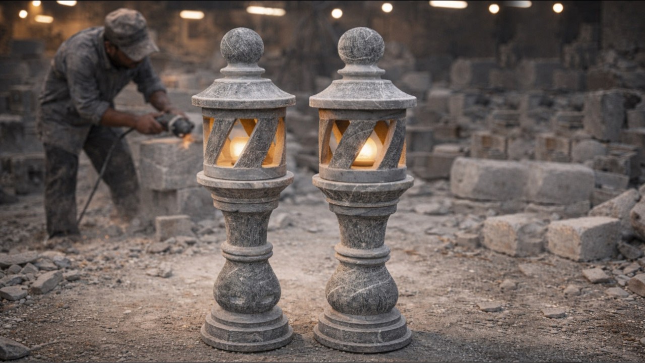 Traditional Stone Craft | Skilled Workers Making Stone Light Lamps