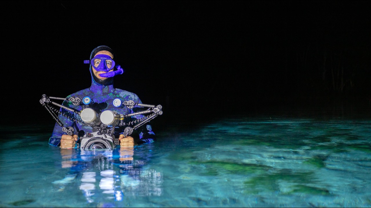 Night Snorkel In a Blue Florida Spring