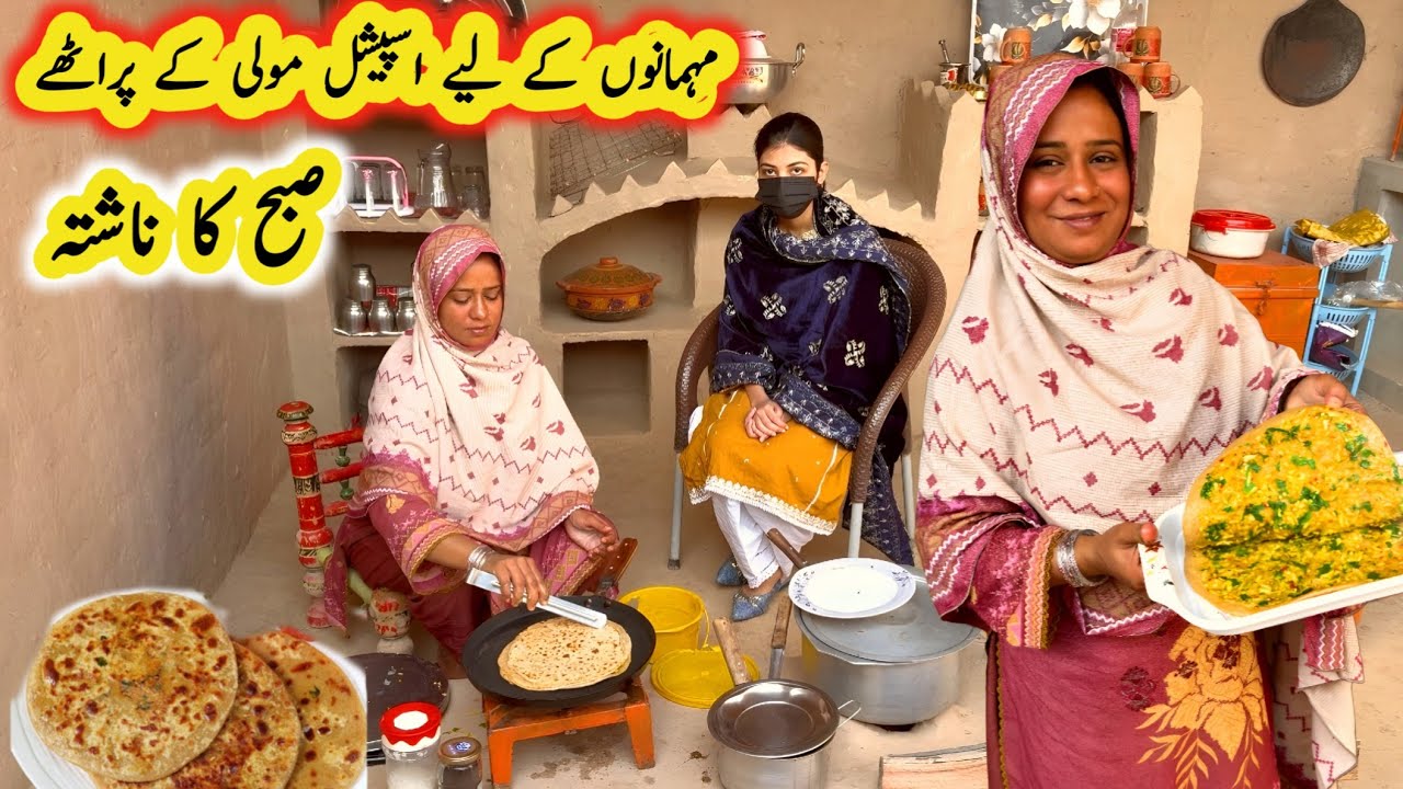 Morning Breakfast 🥞 Special For Guests Royal Hospitality Of Molly's Paratha Village || Ayra Village 