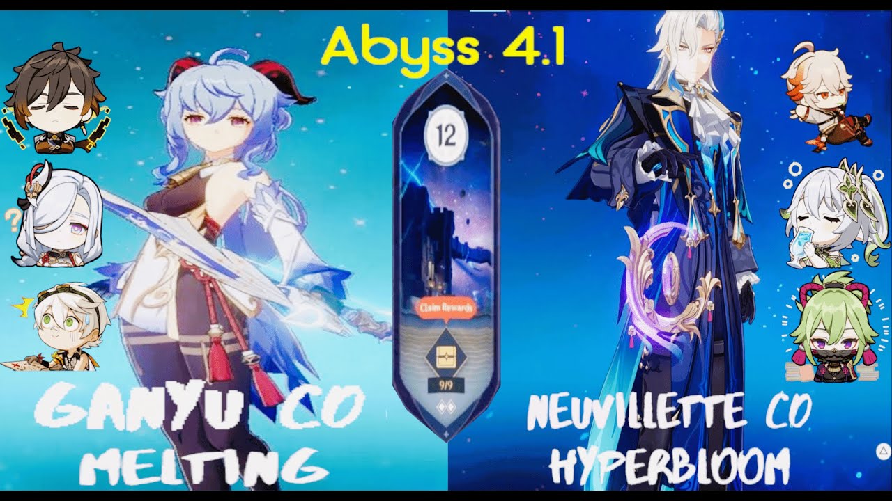 C0 Ganyu Melting and C0 Neuvillette HyperBloom - Genshin Impact Abyss 4.1 - Floor 12 9 Stars