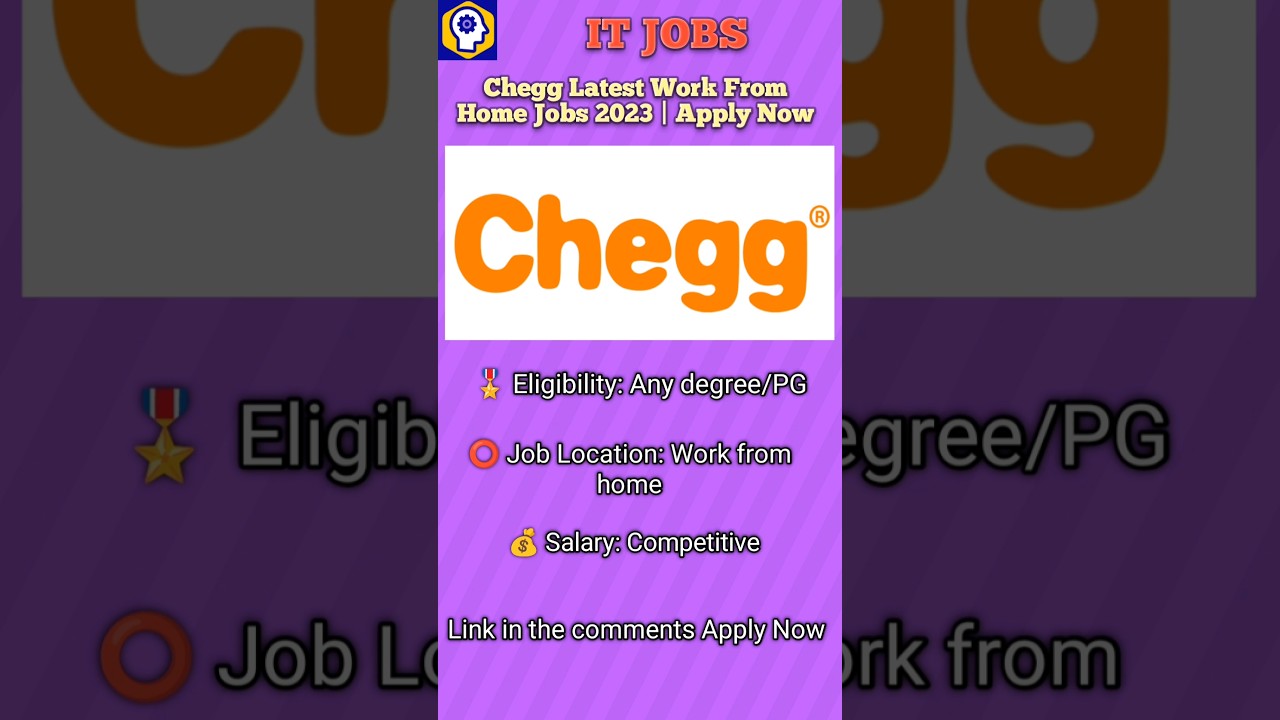 Chegg Latest Work From Home Jobs 2023 | Apply Now#workfromhomejobs #jobs #itjobs #chegg#degreejobs
