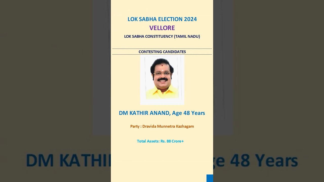 Who all are the Candidates for Vellore (Tamil Nadu) for 2024 Lok Sabha Election?