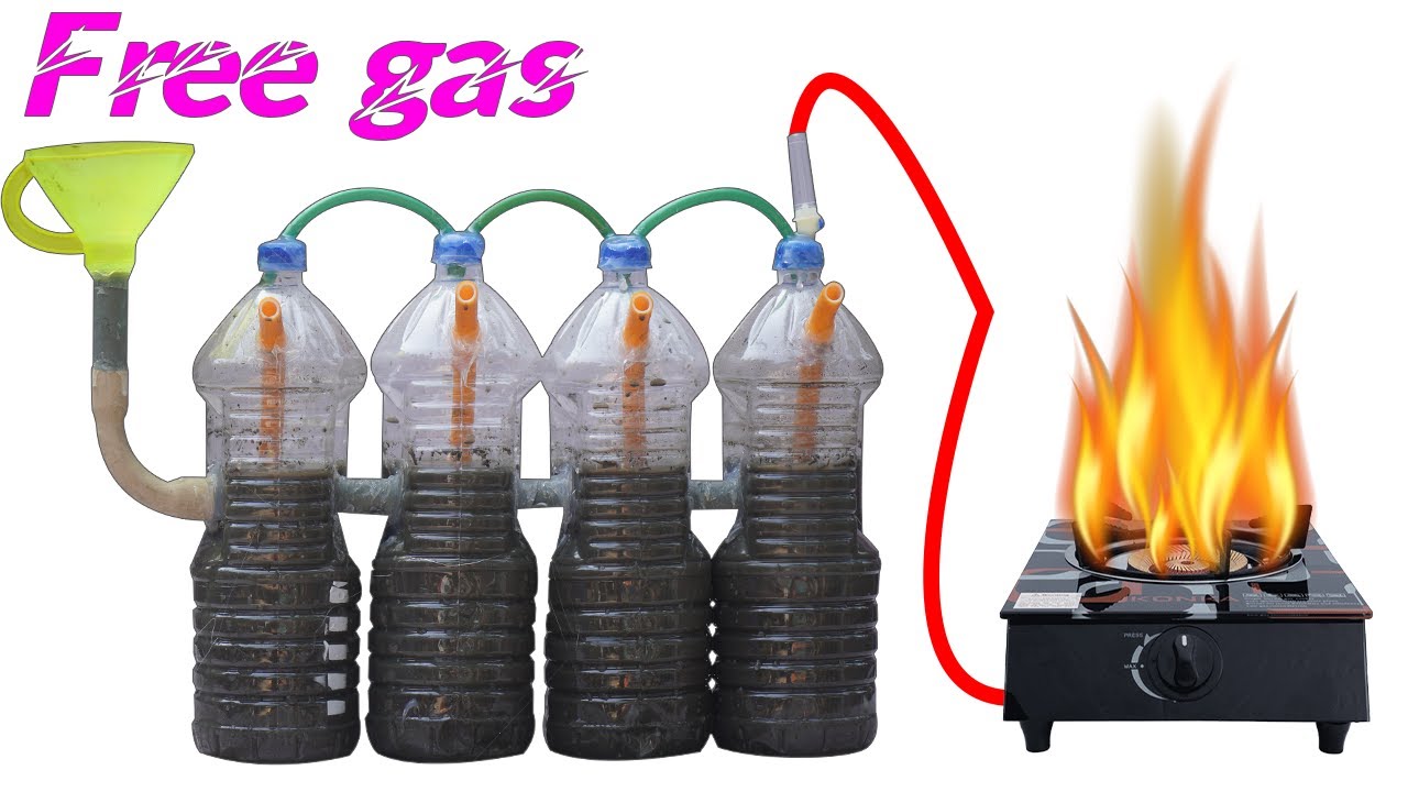 Diy biogas plant at home || use free gas from gobar in water bottle || biogas and natural gas