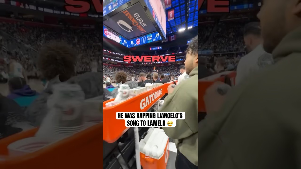 LaMelo was laughing when they started rapping LiAngelo's song 😂 (via @menacemedia313)