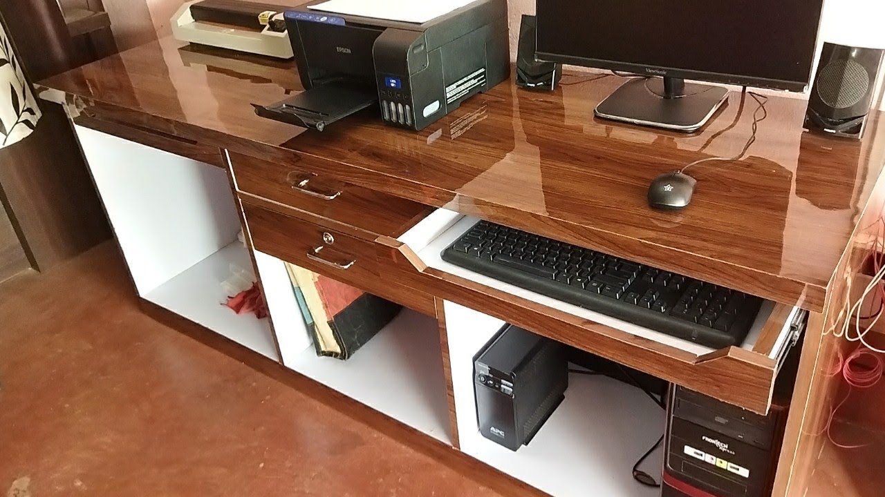 Computer table fitting || Computer table design || Plywood computer table furniture || Cyber cafe