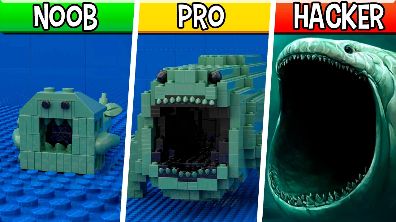 LEGO Bloop (Sea Monster) : Noob, Pro, HACKER! / (WE SWAM TOO FAR IN THE OCEAN)