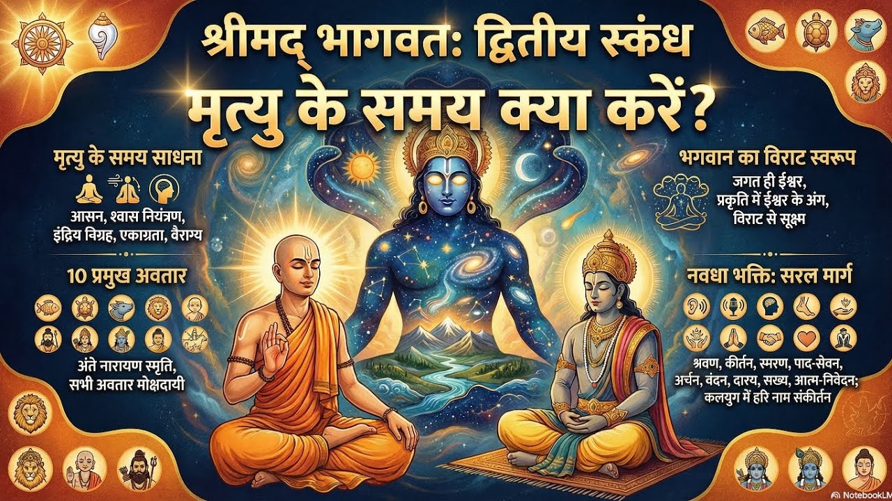 श्रीमद्भागवत महापुराण: द्वितीय स्कंध सार एवं मोक्ष मार्ग, मृत्यु के समय क्या करें 