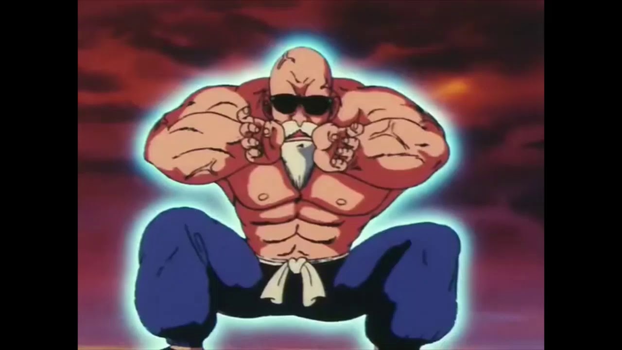 Master Roshi destroys Ox King's entire castle