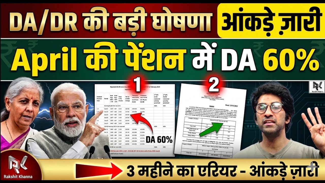 ​DA/DR पर बड़ी घोषणा! April की पेंशन में 60% DA? जल्दी देखें अपने आंकड़े! 😱