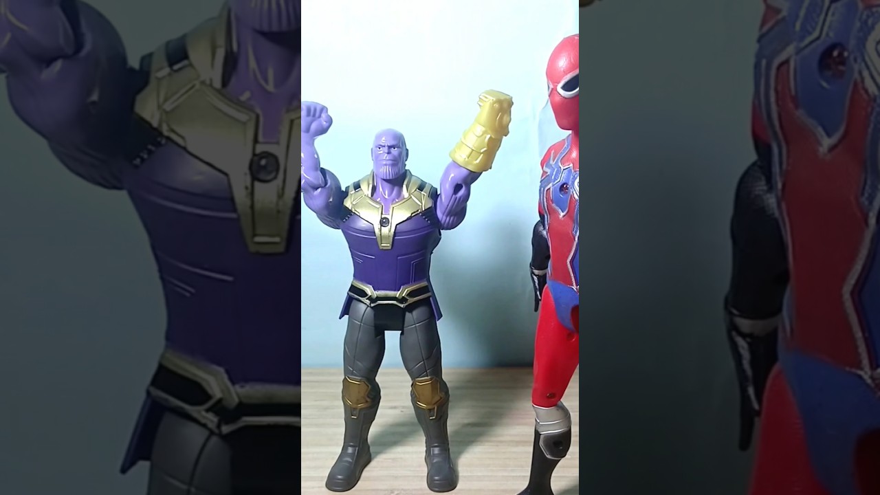 Thanos is surprised that Spiderman has become big.#toys #marveltoys