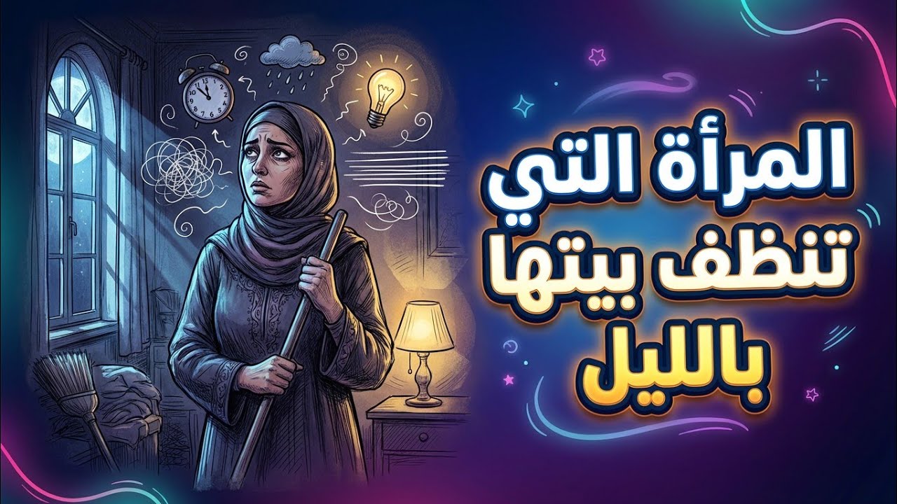 المرأة التي تنظف بيتها بالليل‼️