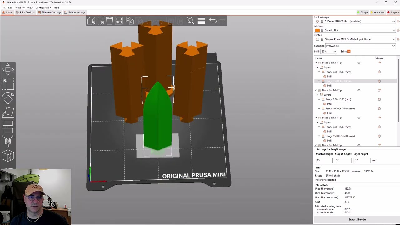 Strengthening Dovetail joints in Prusa Slicer with rage infill