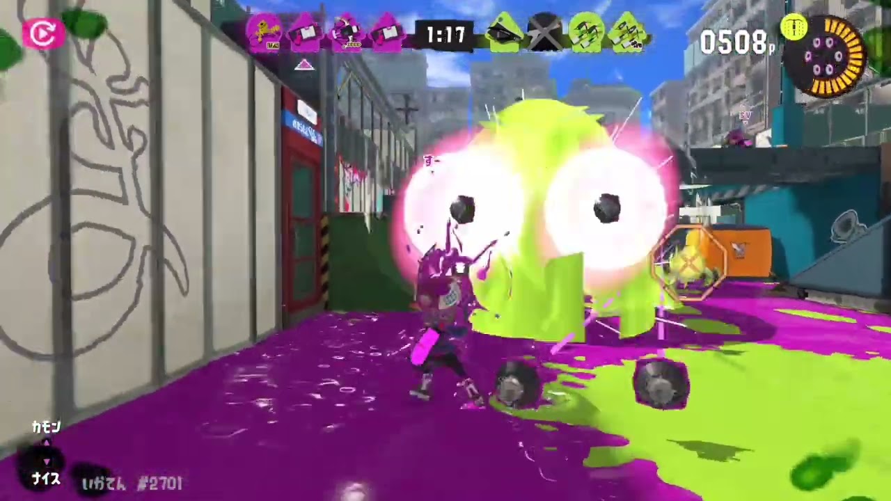 🔴ハデな絵師いかてん#スプラトゥーン３エキサイティングナワバリバトル#新世界に挑戦#いかてんカズちゃん#スプラ３丁目５２ガロン街#あっおたから島@Kazuo_Home