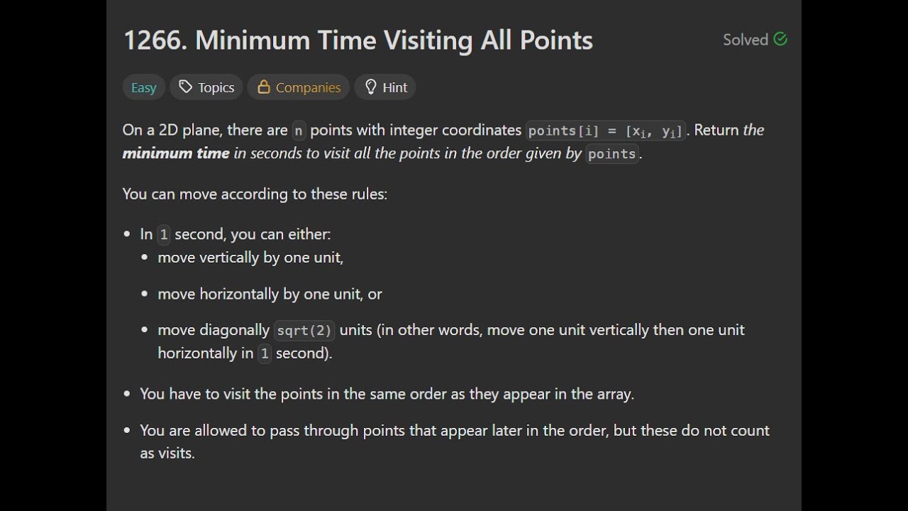 1266. Minimum Time Visiting All Points