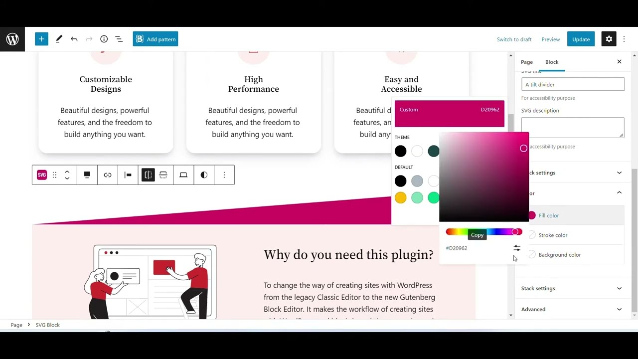 How to create a non-rectangular separator, divider using SVG Block - BoldBlocks
