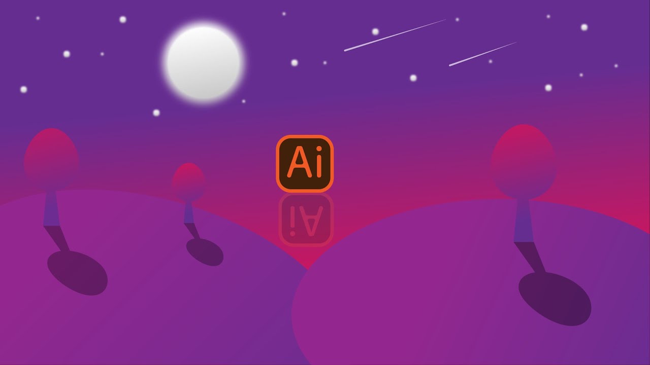 Mountain View Of Nature Beautiful Sunset In Illustrator | Adobe Tutorials | Harshit Malviya |