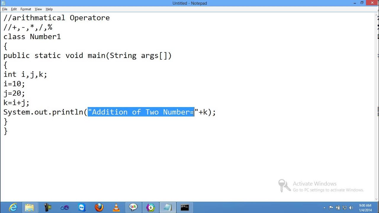 Java Simple Program For Biggner