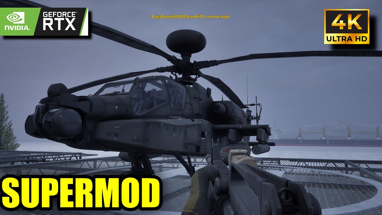 AH-64 APACHE in SQUAD is INSANE!!! Supermod 4K No Commentary