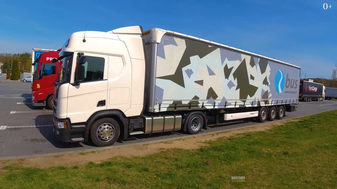 Poland National routes POV driving by new Scania R 450