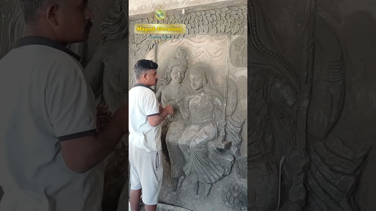 Radha krishna mural art cement works @MageshElevations #interiordesign #wallmural contact 9710330656