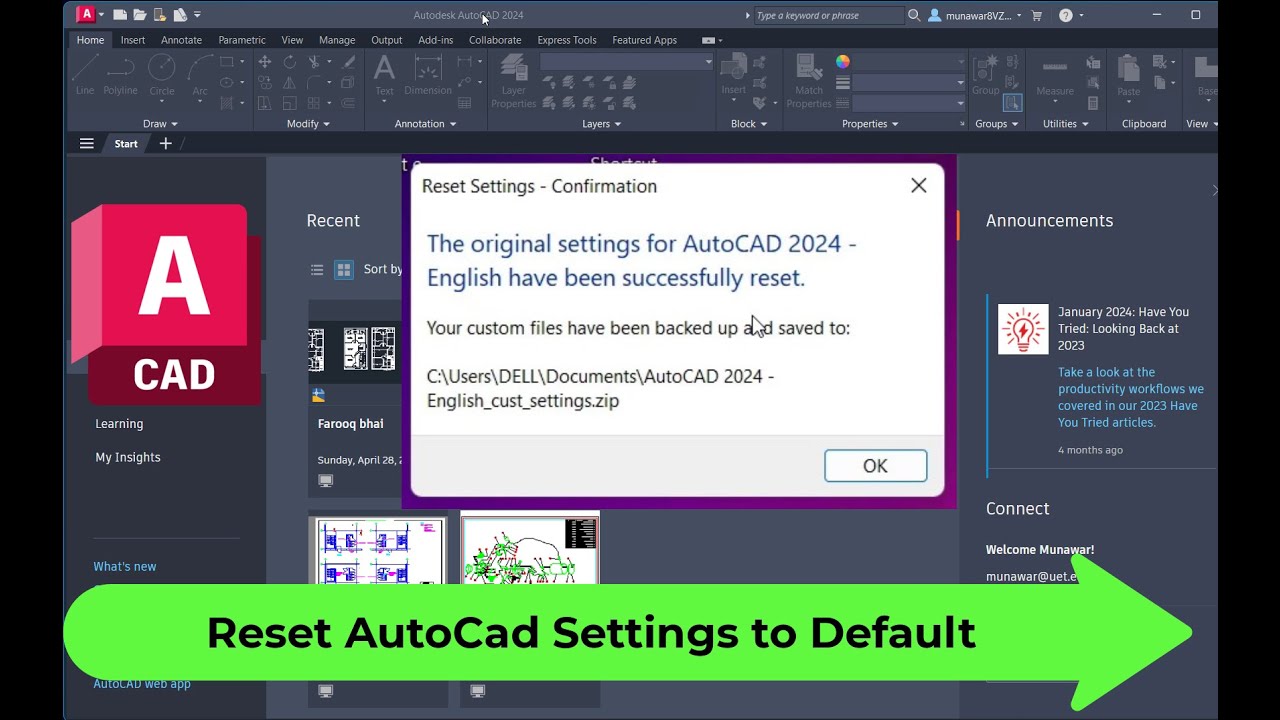 Настройки AutoCad сброшены до значений по умолчанию