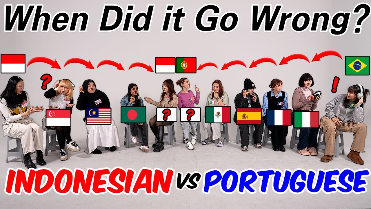 Latin VS Asia Telephone Game Battle!! Portuguese VS Indonesian l  Which Language will win the Game?