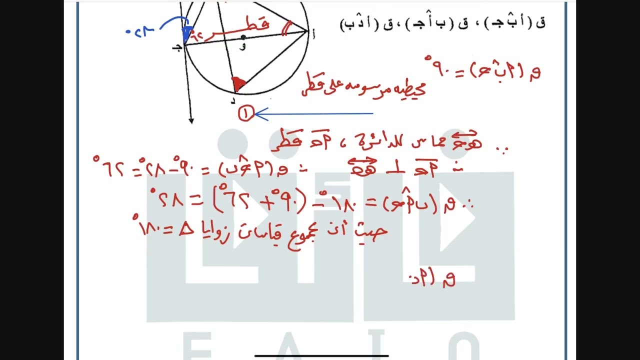 الرياضيات - الصف 10 - الوحده السادسه ـ هندسه الدائرة ـ الدرس الثالث ـ تمارين إضافية على نظريه 3 