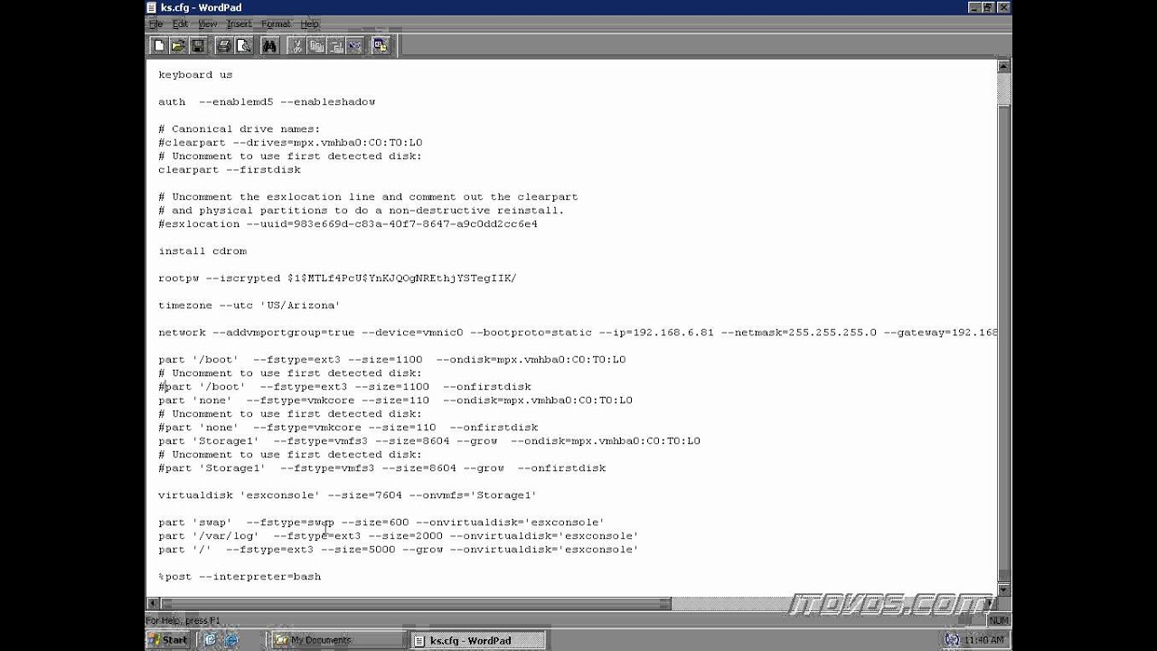 VMware vSphere CBT - Preparing an ks.cfg Script File for an Unattended Installation