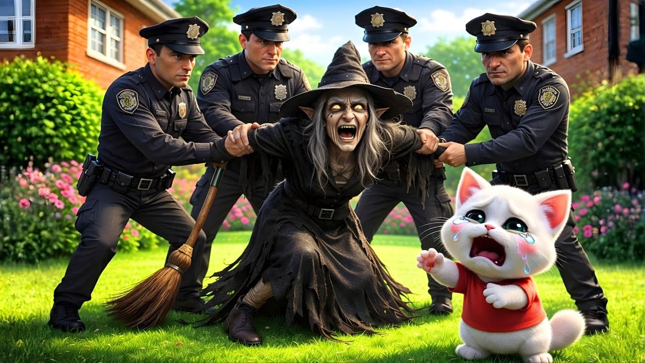🧟 Witch Granny Breaks Into the House! 😱 Baby Kitten Terrified as Police Rush In! | AI Cat Story