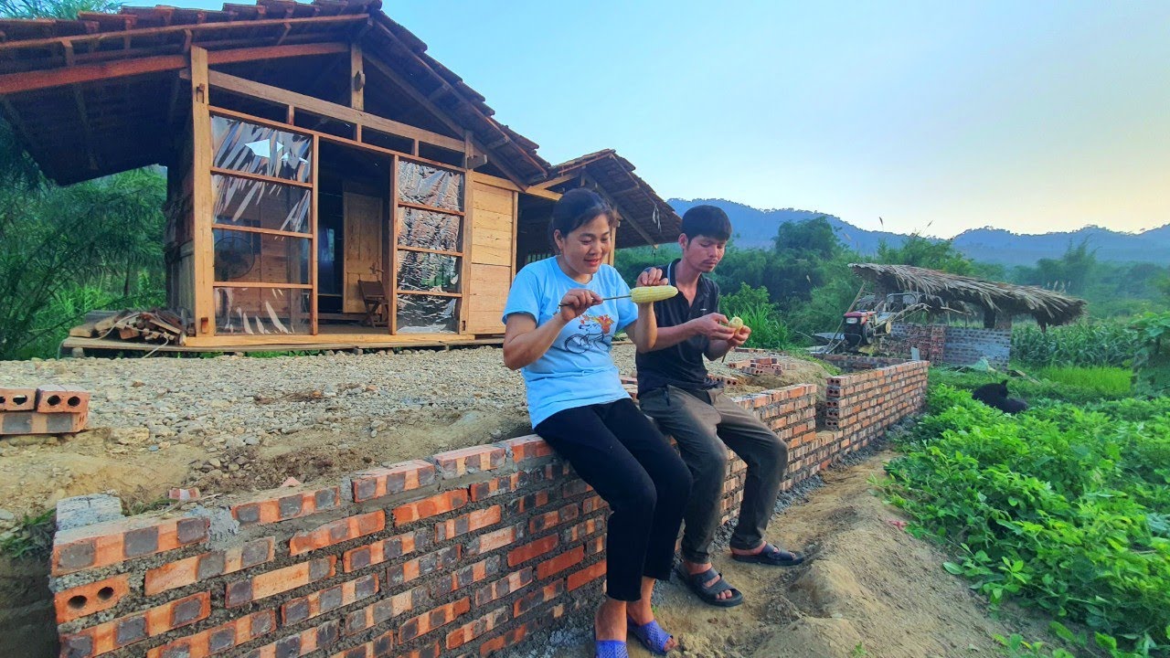 3 Months, In The Field Building A Log Cabin - Making concrete yards,Harvesting squash,wrapping cakes