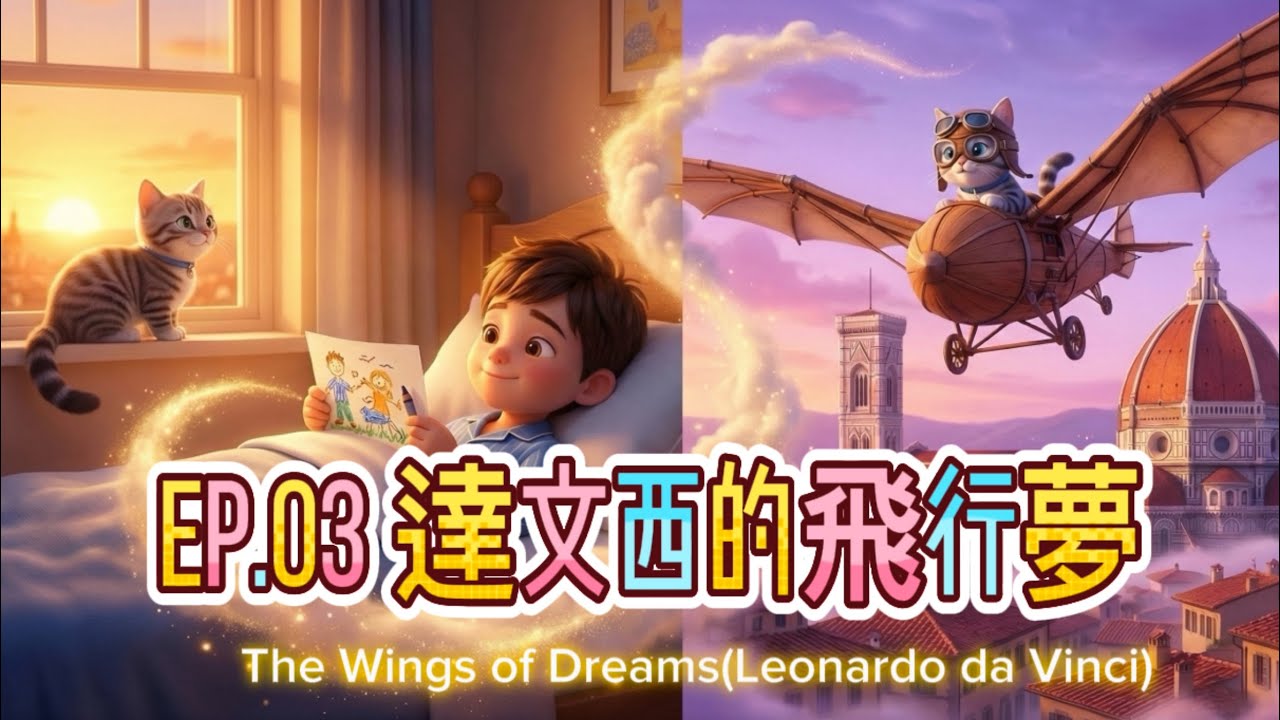 💤 EP.03 聽故事入睡：達文西的飛行夢｜穿越義大利文藝復興 (中英雙語/歷史故事)