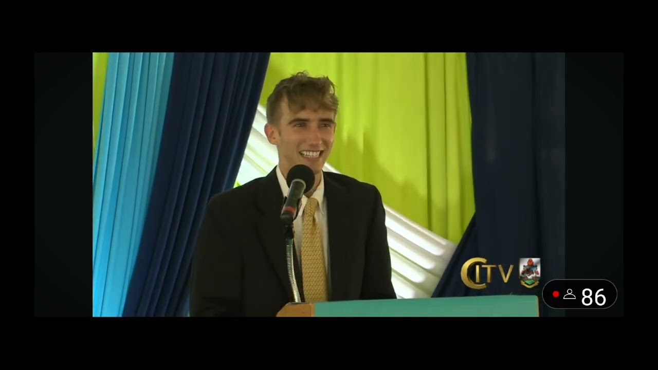 Dylan speaking at Bermuda college graduation 2024