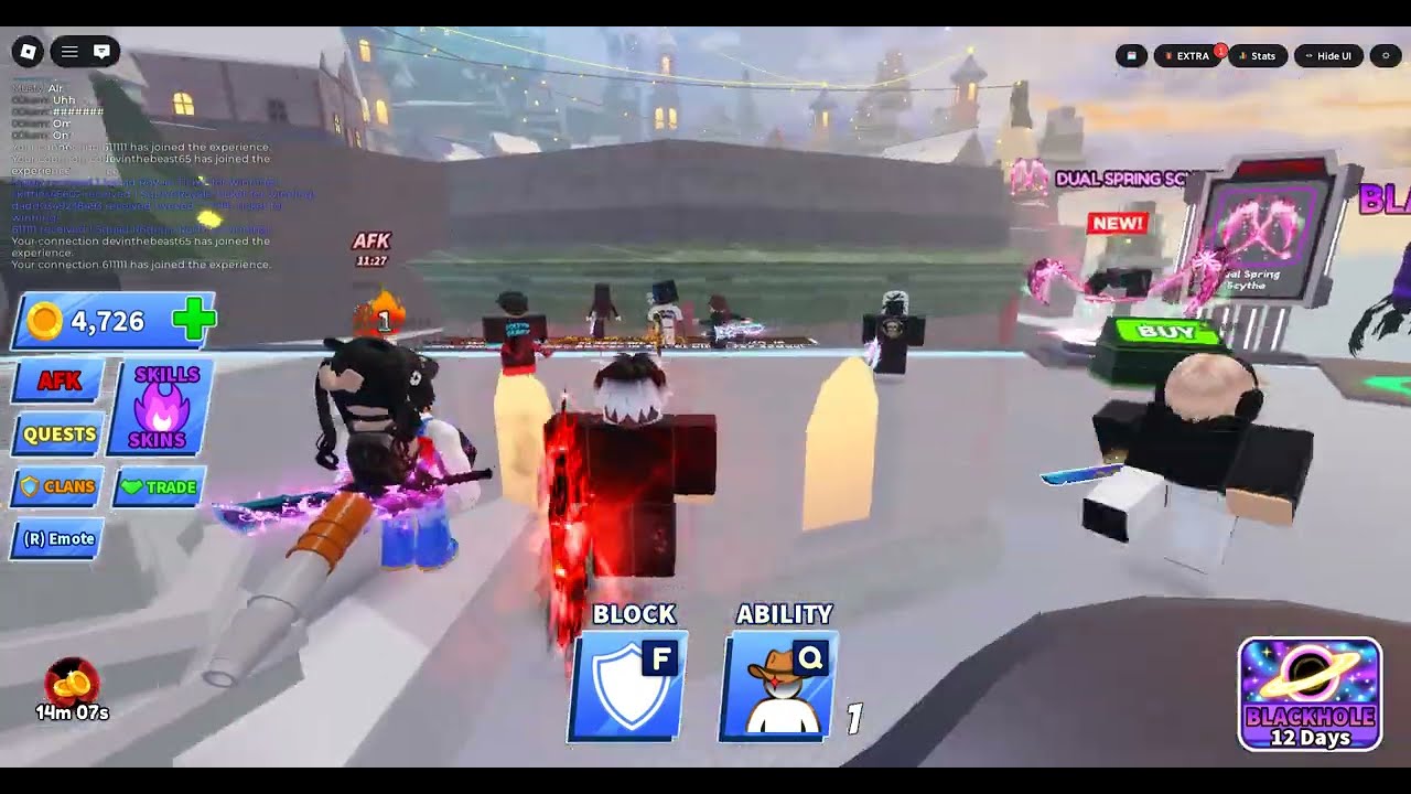 playing blade ball with my friends