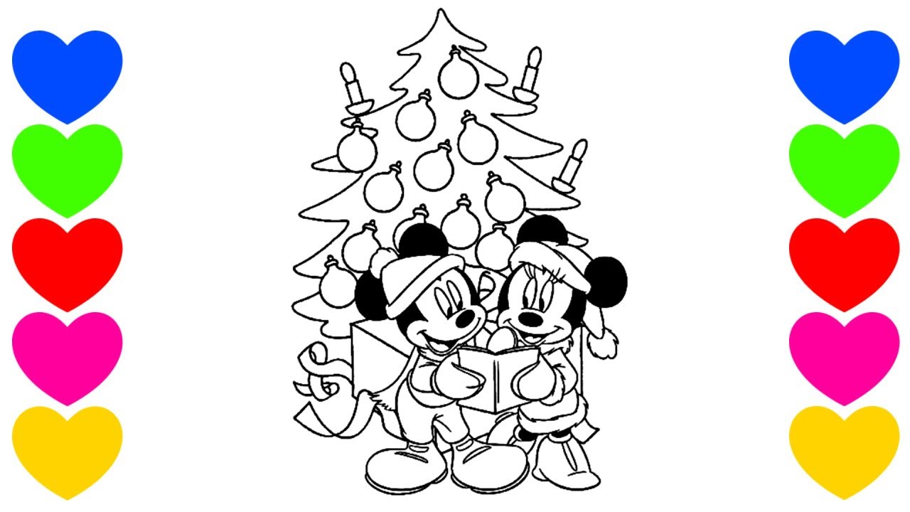 ESPECIAL DE NATAL Pintar Desenho Árvore de Natal do Mickey e da Minnie | Vídeo de Pintar da Disney