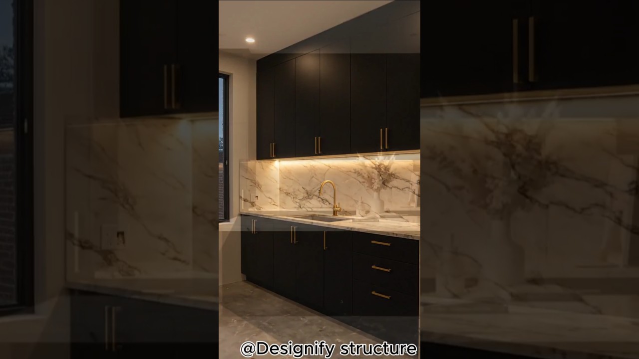 Ultra-Modern Black & Brass Luxury Kitchen Design | Cinematic Interior Renovation | 