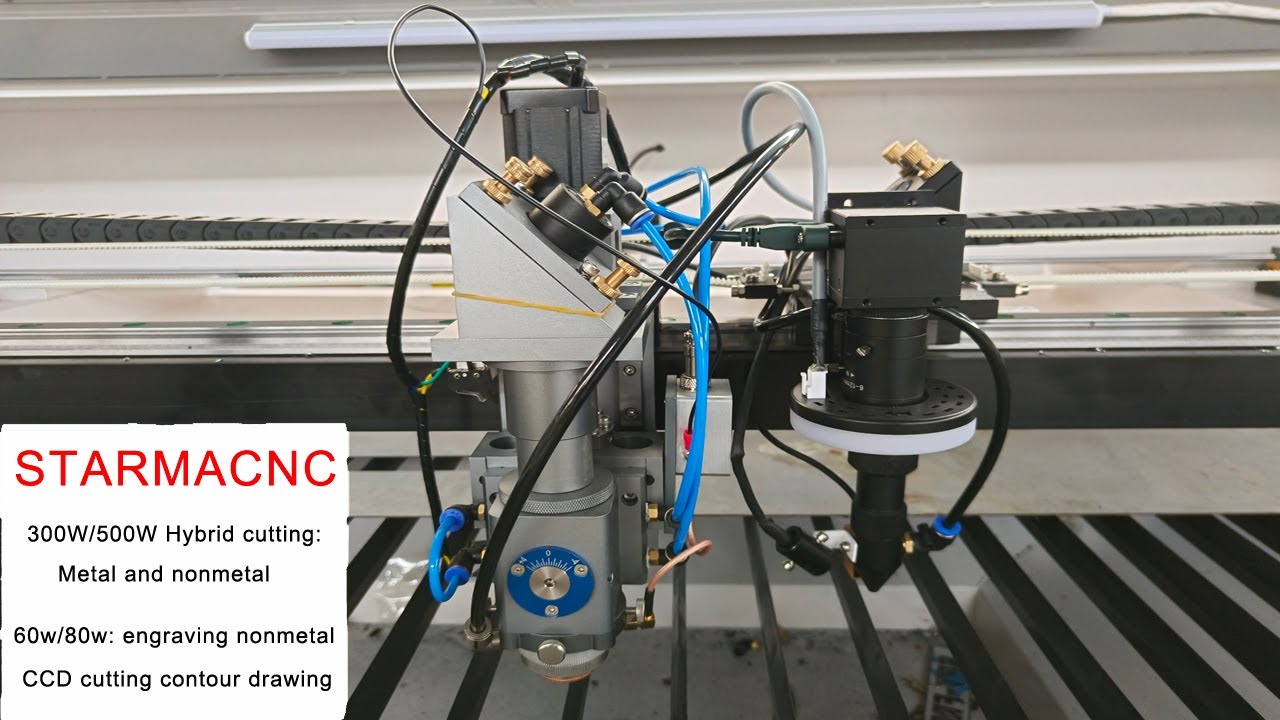 300w 500w co2 hybrid laser cutting metal and nonmetal with 80w laser engraving CCD lifting table