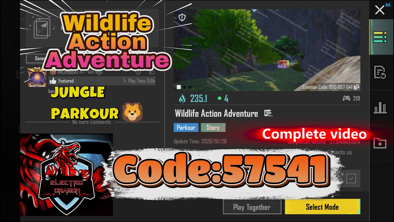Wildlife Action Adventure 🦁🔥 | BGMI WOW Jungle Parkour | Code 57541 | Survival Challenge 😱
