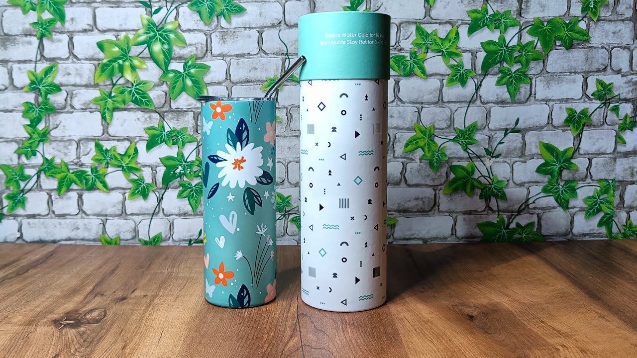 Stainless Steel Designer Water Bottle with Metal Straw