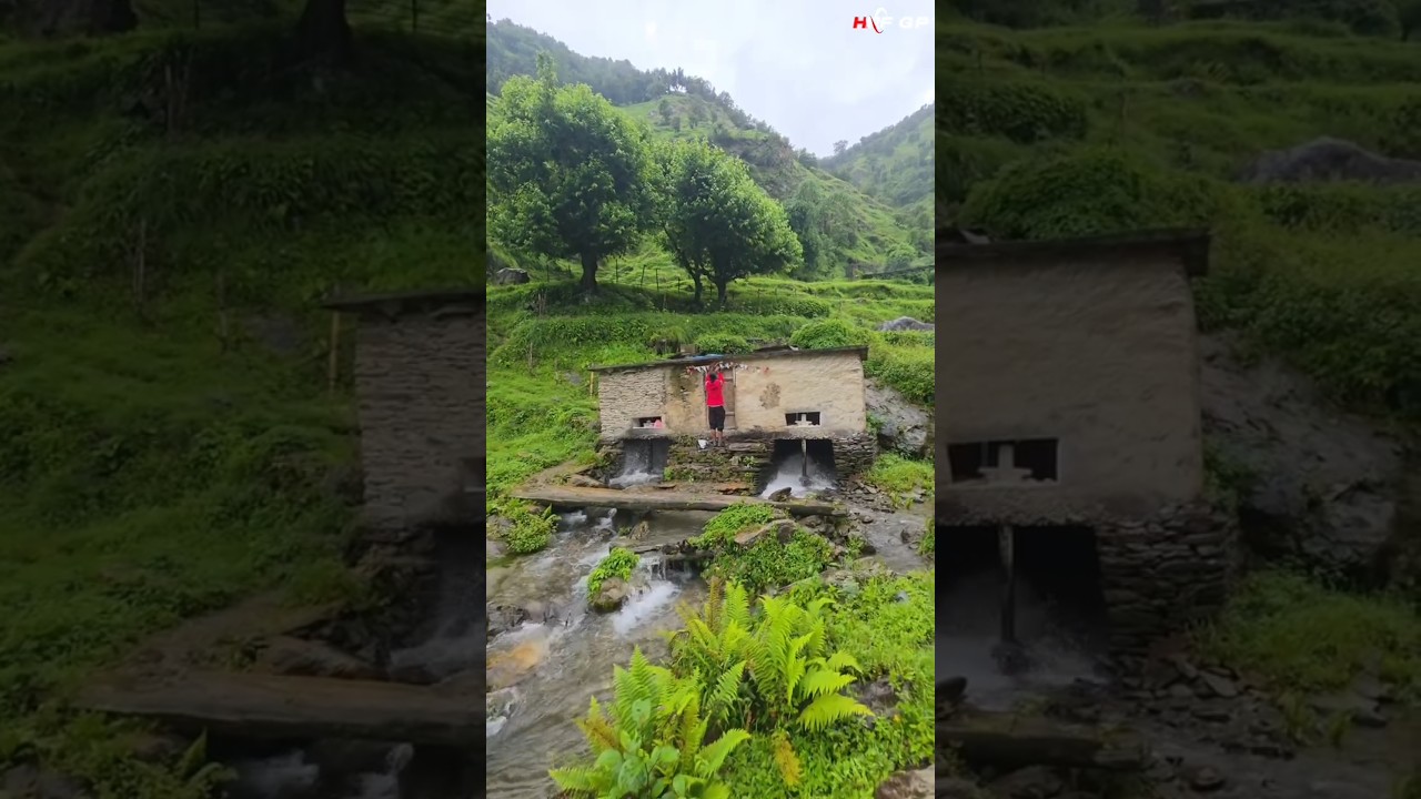 How Nepal&rsquo;s River Turns Water Into Flour 🌊 #Nepal #WaterMill