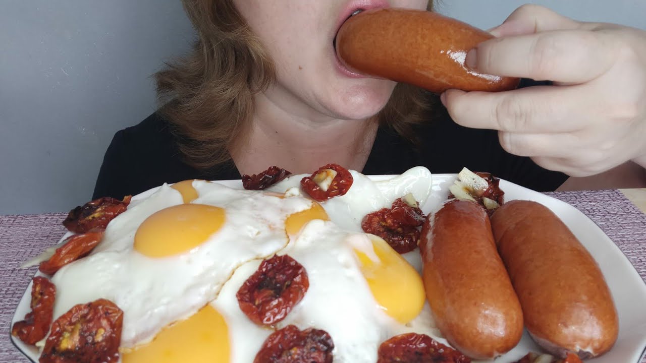 АСМР Жареные яйца рис сардельки/ASMR Fried eggs rice sausages/Food Sounds/Mukbang