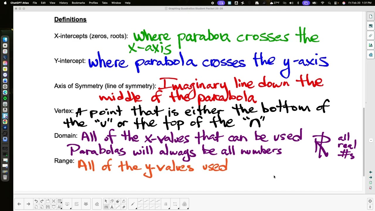 quadratics info