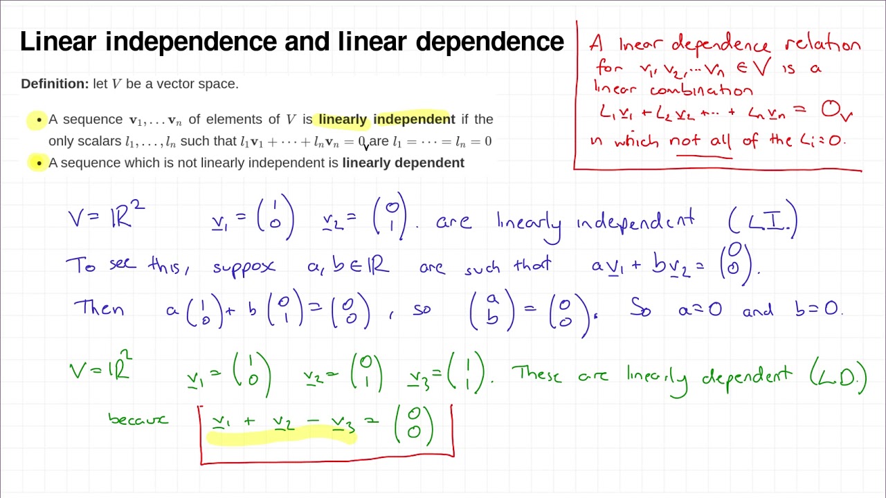 MATH0005 L49: linear independence